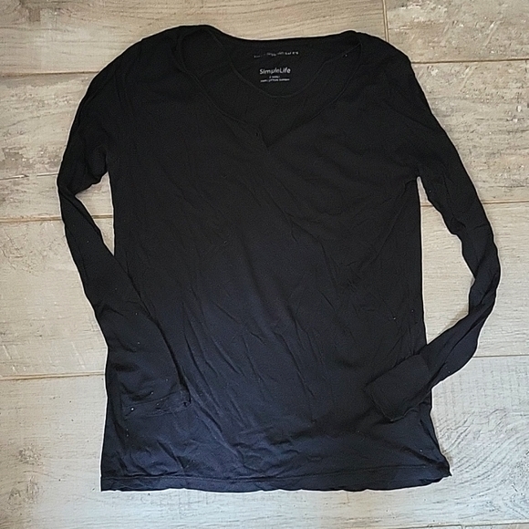 Simple life black long sleeve tee  100%cotton size xsmall - Picture 1 of 3